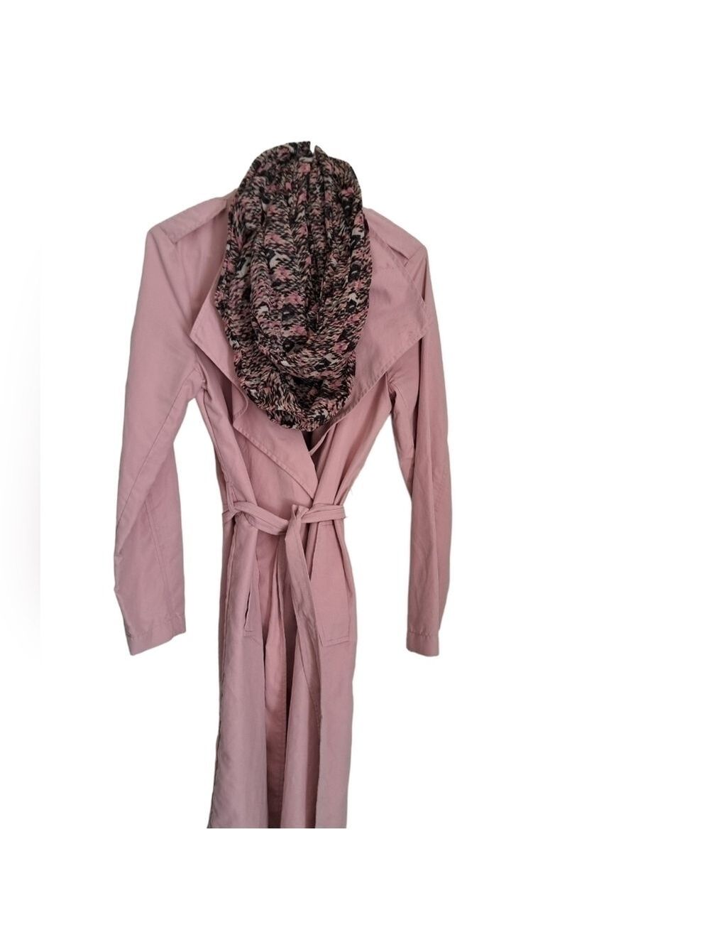 VERO MODE V-MELINES 3/4 TRENCH coat lightweight dusty pink belted coat pockets L - Picture 4 of 10